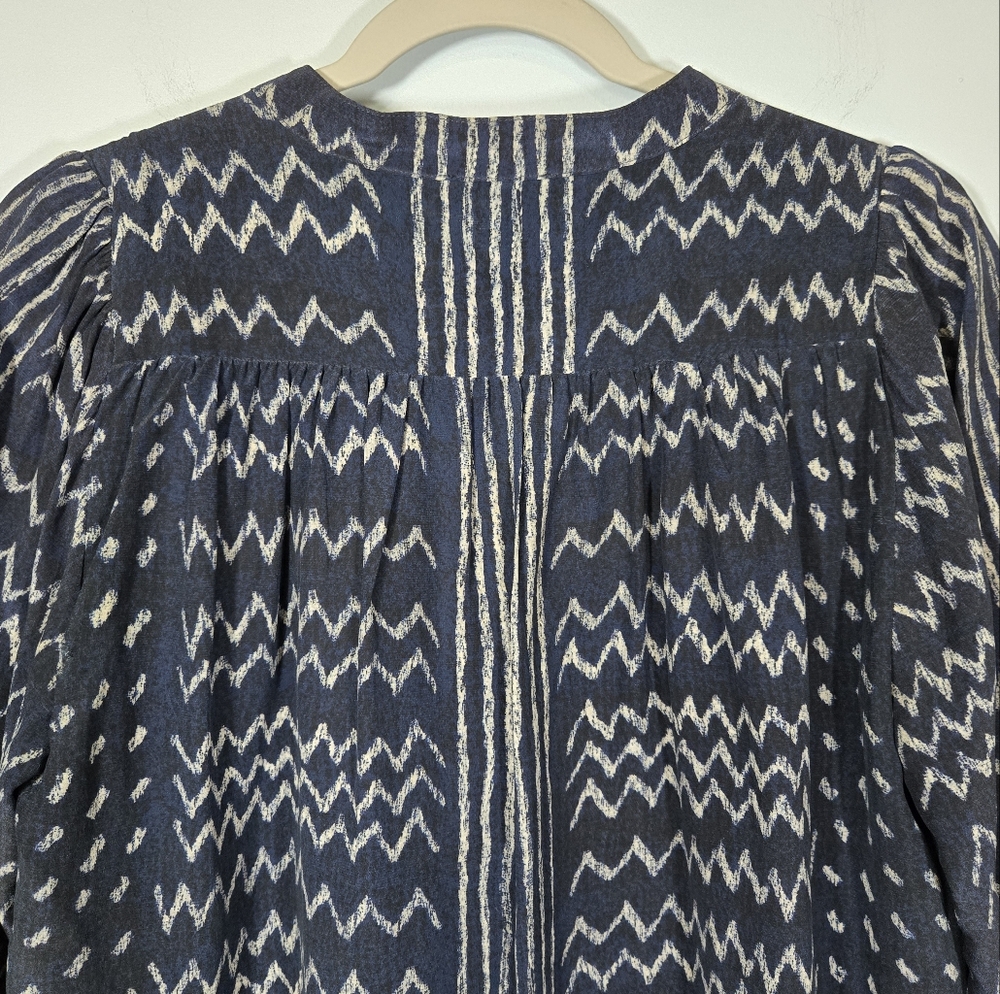 Ulla Johnson Silk Navy and Cream Mini Dress Boho Size M/L - Picture 6 of 11